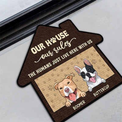 The Humans Just Live Here - Personalized Custom Doormat