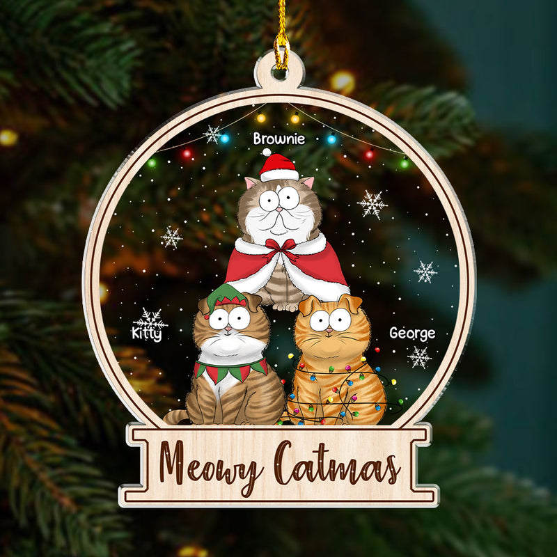 Meowy Catmas In Snow - Personalized Custom Acrylic Ornament