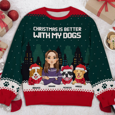 Better Christmas With Dogs - Personalized Custom All-Over-Print Sweatshirt