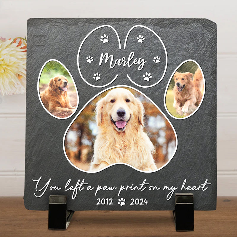 You Left A Paw Print On My Heart - Personalized Custom Pet Memorial Stone