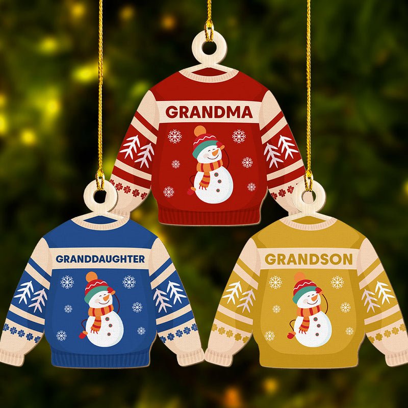 Family Sweater - Personalized Custom 1-layered Wood Ornament