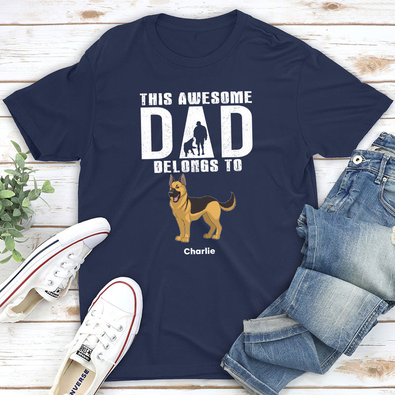 Awesome Dad Belongs To - Personalized Custom Unisex T-shirt