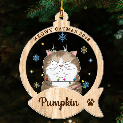 Cute Cat And Snack - Personalized Custom Acrylic Ornament