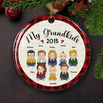 My Lovely Grandkids - Personalized Custom Circle Ceramic Christmas Ornament