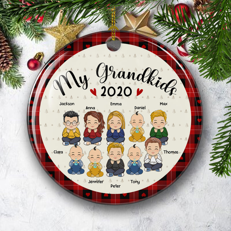 My Lovely Grandkids - Personalized Custom Circle Ceramic Christmas Ornament