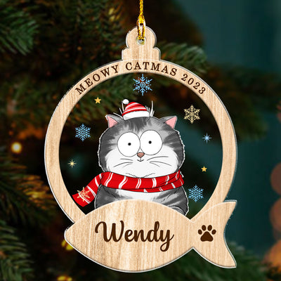 Cute Cat And Snack - Personalized Custom Acrylic Ornament