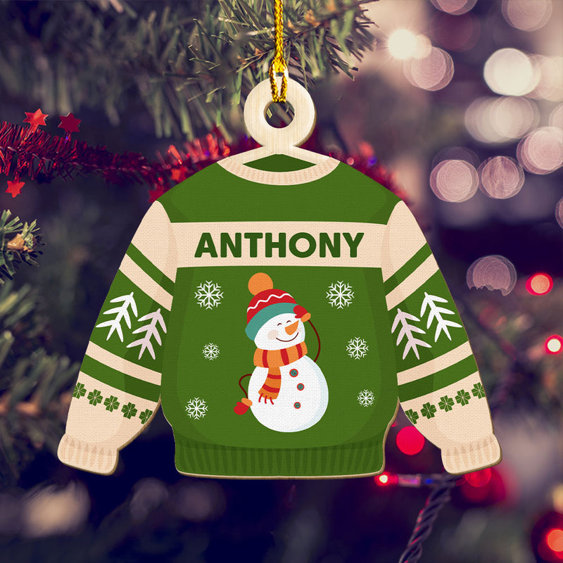 Family Sweater - Personalized Custom 1-layered Wood Ornament