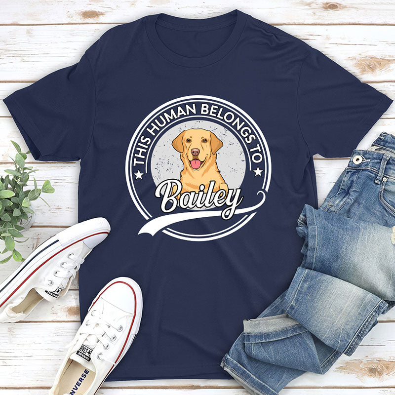 Human Belongs To Dog Version 2 - Personalized Custom Fluorescent T-shirt