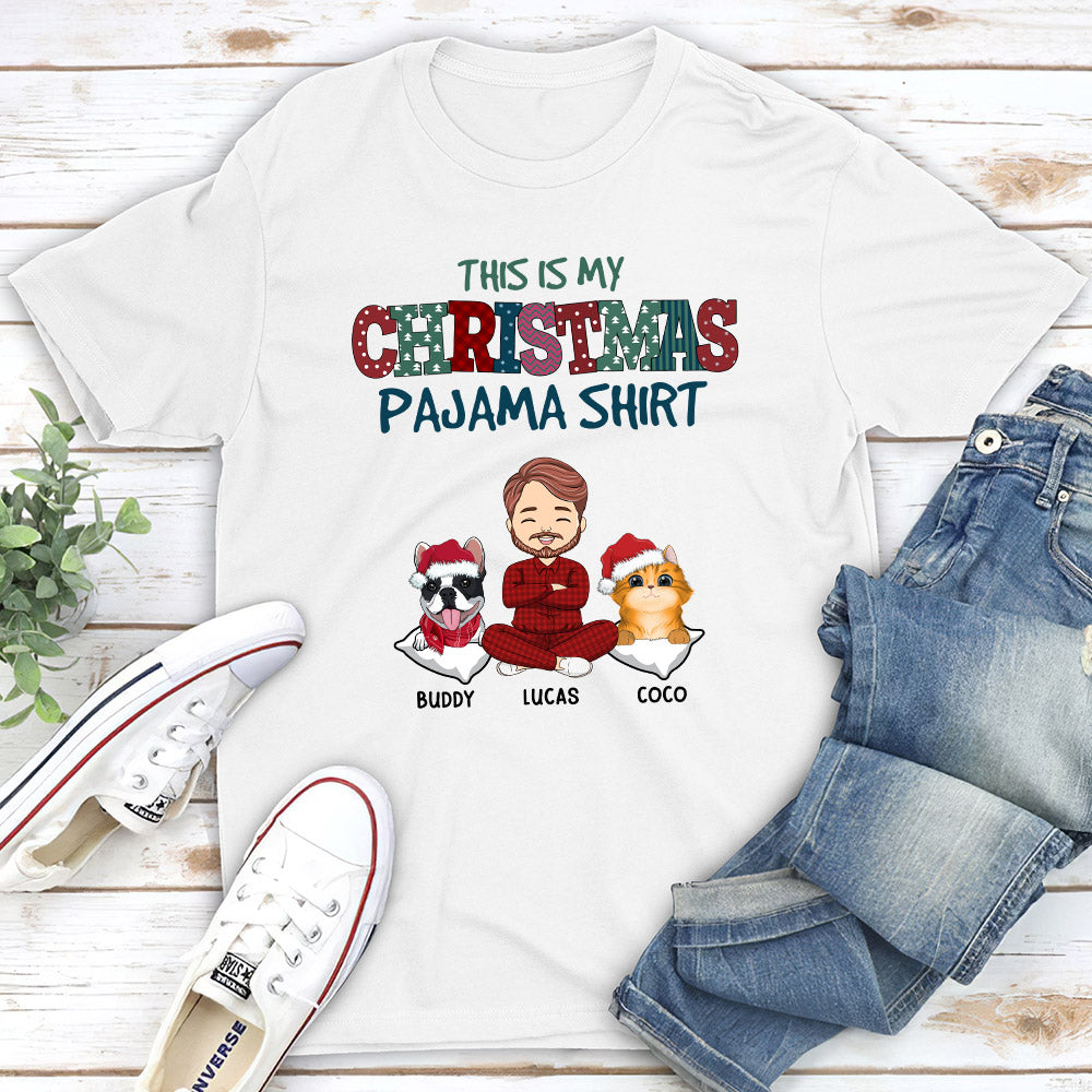 Pets Christmas Pajama Personalized Pet Cats Dogs Lover Unisex T-shirt