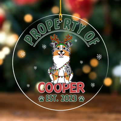 Property Of Simple Dog - Personalized Custom Acrylic Ornament