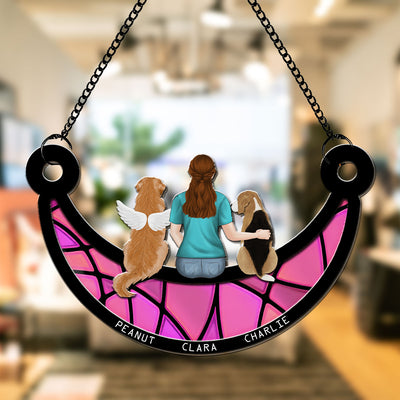 A Girl And Her Dog - Personalized Custom Suncatcher