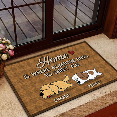 Home Is Where Someone Runs - Personalized Custom Doormat