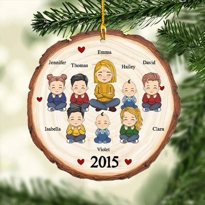 Cute Grandma Grandkid - Personalized Custom 1-layered Wood Ornament