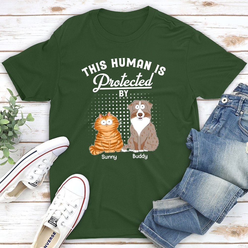 Protected By My Pet Personalized Dog Parents Life Custom Unisex T-shirt