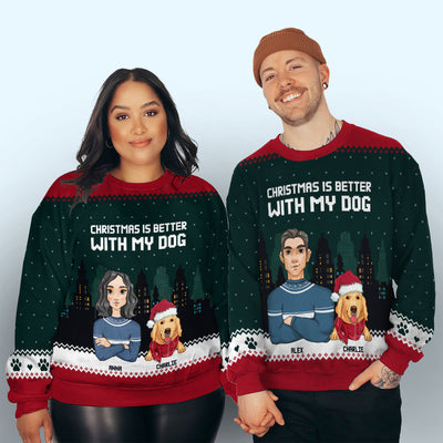 Better Christmas With Dogs - Personalized Custom All-Over-Print Sweatshirt