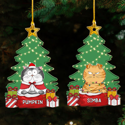 Cozy Meowy Catmas - Personalized Custom 1-layered Wood Ornament