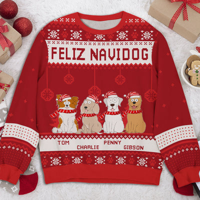 Feliz Navidog 2 - Personalized Custom All-Over-Print Sweatshirt