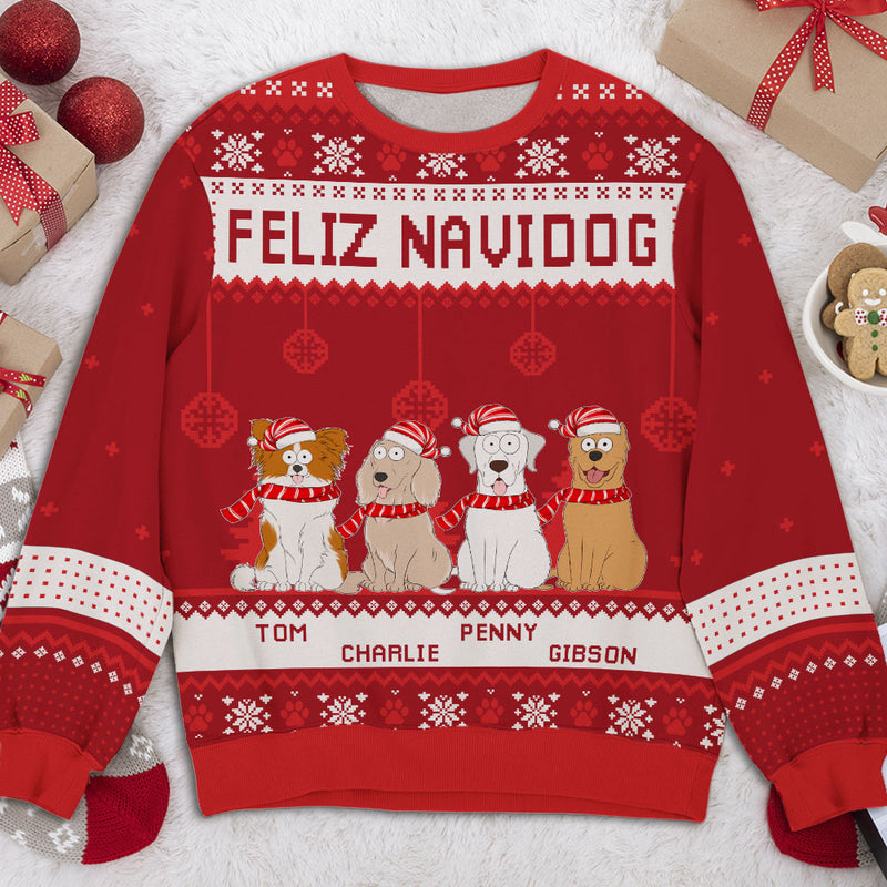 Feliz Navidog 2 - Personalized Custom All-Over-Print Sweatshirt