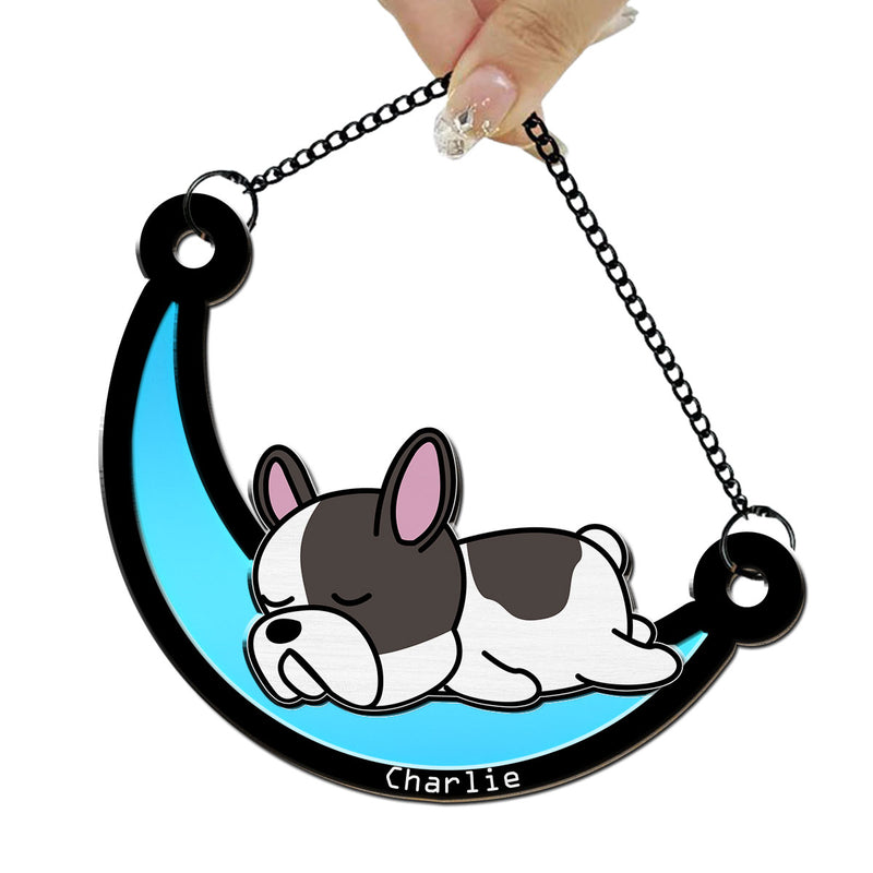 Dog Sleep On The Moon - Personalized Custom Suncatcher