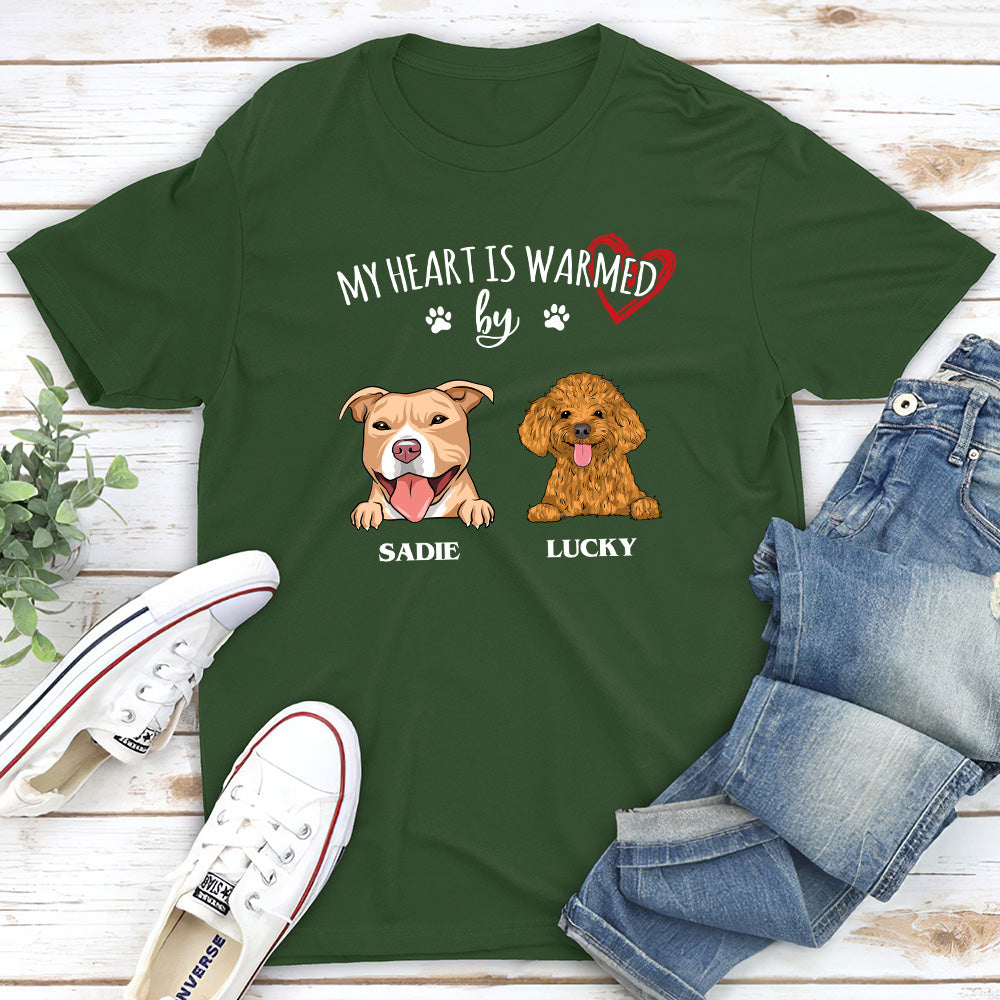 My Heart Is Warmed Personalized Dog Parents Custom Unisex T-Shirt