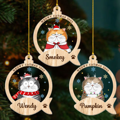 Cute Cat And Snack - Personalized Custom Acrylic Ornament