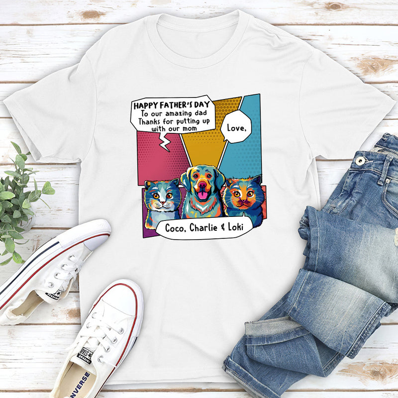 Pop Art Amazing Pet Dad - Personalized Custom Unisex T-shirt