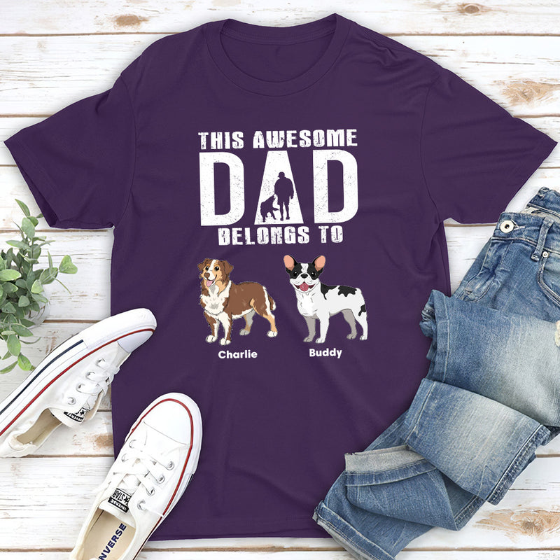 Awesome Dad Belongs To - Personalized Custom Unisex T-shirt