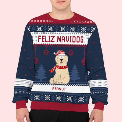 Feliz Navidog 2 - Personalized Custom All-Over-Print Sweatshirt