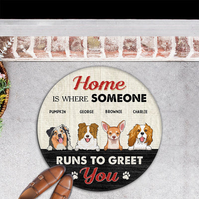 Runs To Greet - Personalized Custom Doormat