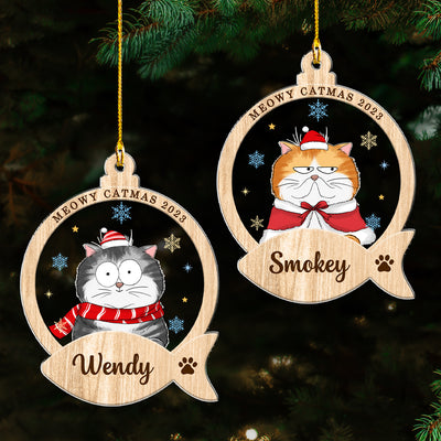 Cute Cat And Snack - Personalized Custom Acrylic Ornament