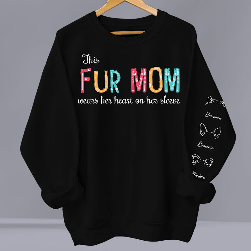 Pet Mom Dad Hearts On Sleeve - Personalized Custom Long Sleeve T-shirt