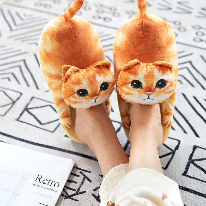 Funny Fuzzy Cat Slippers For Cat Lovers