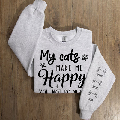 Cats Make Me Happy - Personalized Custom Long Sleeve T-shirt