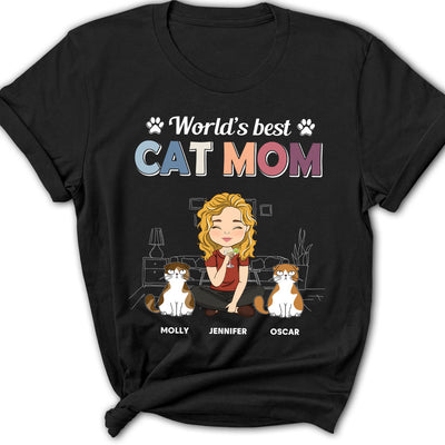 Best Cat Mom - Personalized Custom Women's T-shirt