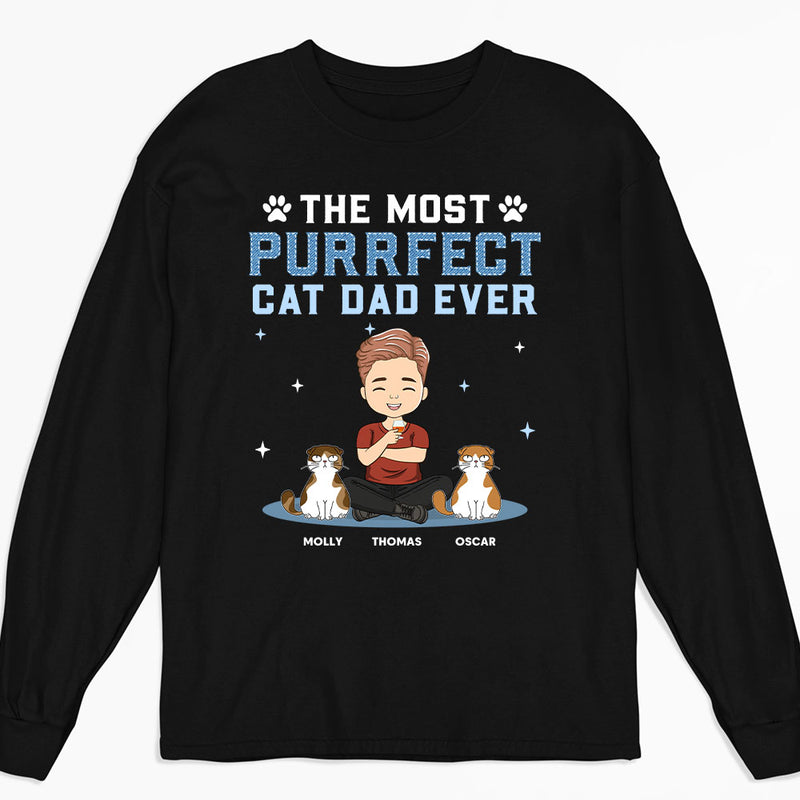 The Most Purrfect Cat Dad Ever - Personalized Custom Long Sleeve T-shirt