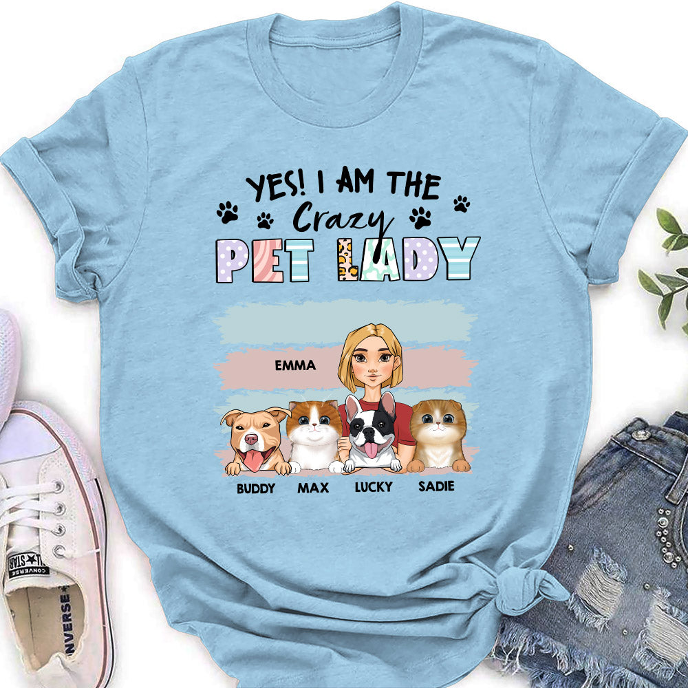 Crazy Lady And Her Dog - Personalized Custom Women's T-shirt