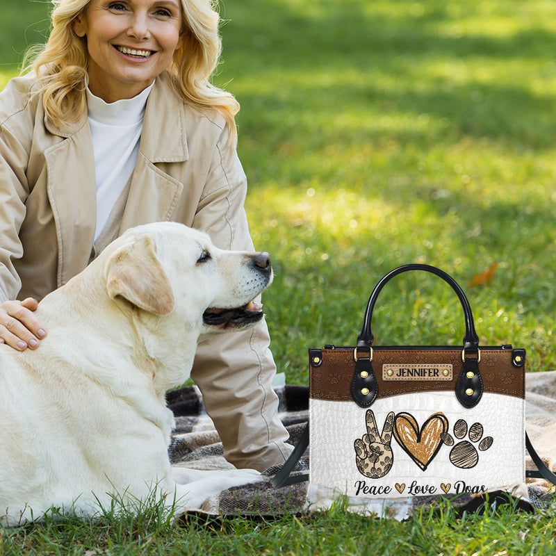 Peace Love Dogs - Personalized Custom Leather Bag