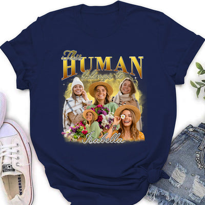 Human Belongs Vintage - Personalized Custom Women's T-shirt