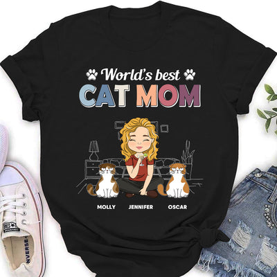 Best Cat Mom - Personalized Custom Women's T-shirt