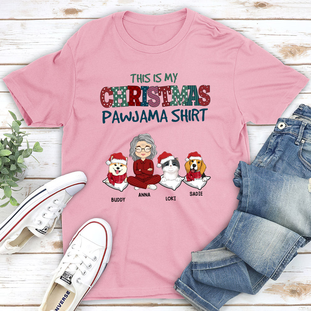 Pets Pawjama I Woof You Merry Christmas Personalized Dog Lover Custom Unisex T-shirt
