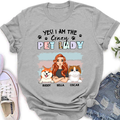 Crazy Lady And Her Dog - Personalized Custom Women's T-shirt