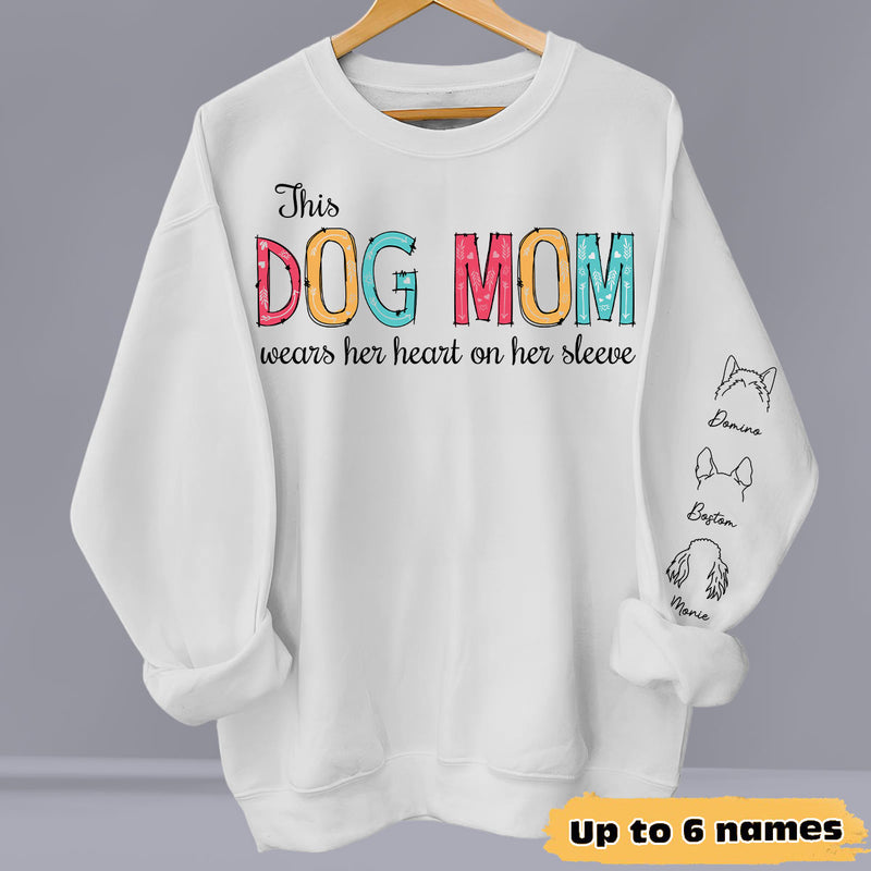 Dog Mom Dad Hearts On Sleeve 2 - Personalized Custom Sweatshirt