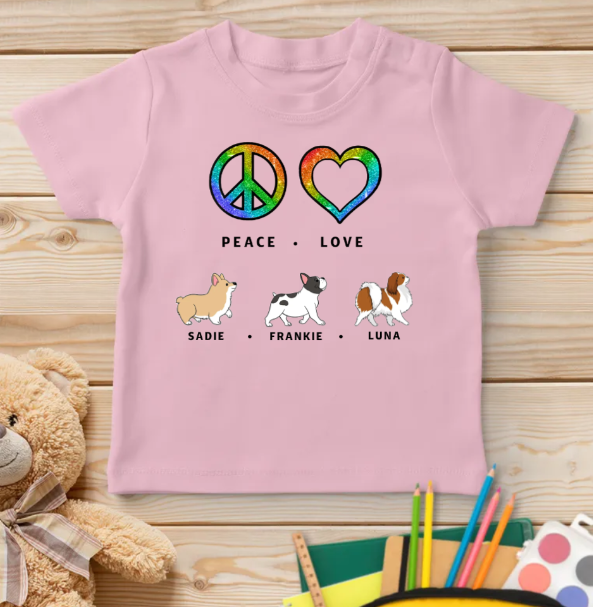 Peace Love Dog Pattern - Personalized Custom Youth T-shirt
