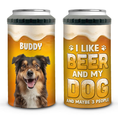 Custom Photo I Like Beer and My Dog - Personalized Custom 4 In 1  Can Cooler Tumbler