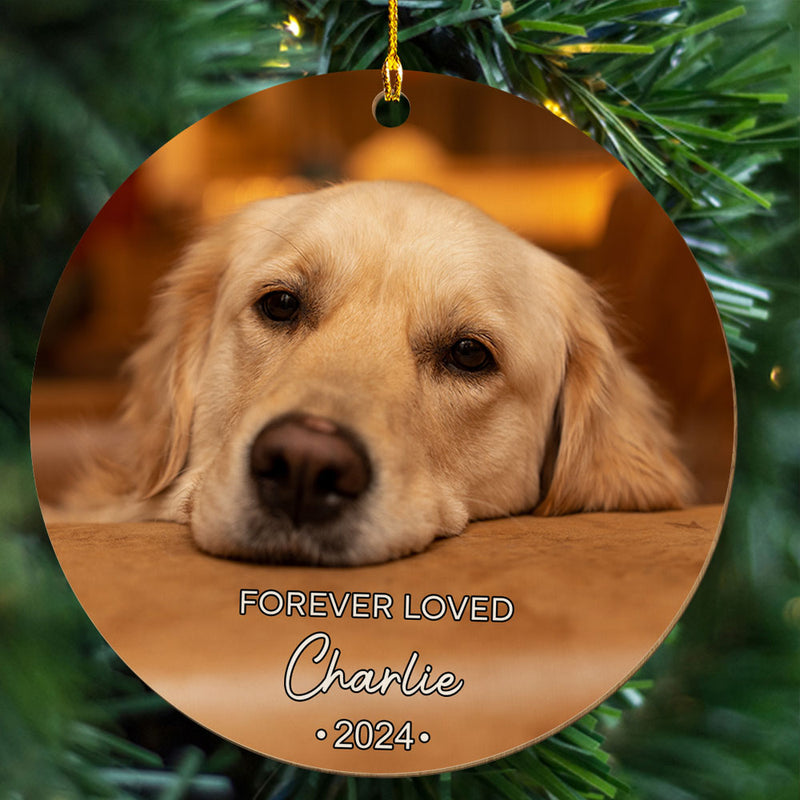 Forever Loved Custom Photo Pet Memorial - Personalized Custom Wood Ornament