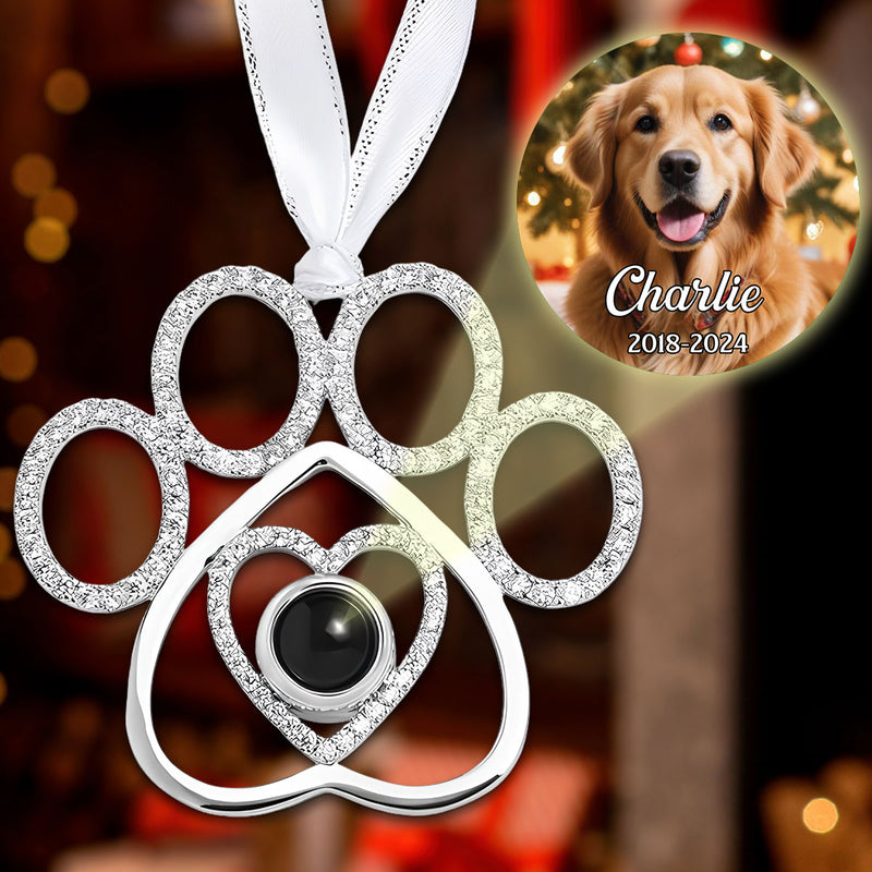 You Left Your Paw Prints On My Heart - Personalized Custom Photo Pet Paw Projection Ornament