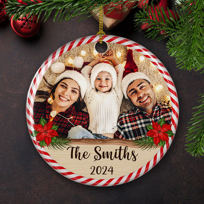 Family Moment - Personalized Custom Circle Ceramic Christmas Ornament