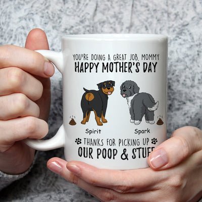Mommy Thanks For Picking Up My Poop & Stuff - Personalized Custom Coffee Mug
