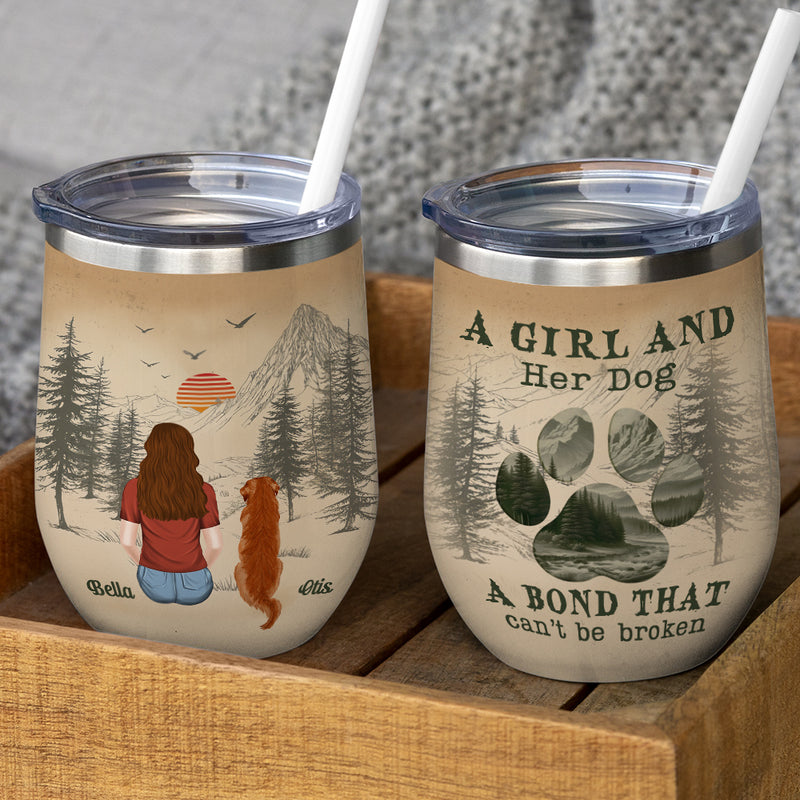 A Girl And Her Dog - Personalized Custom Wine Tumbler