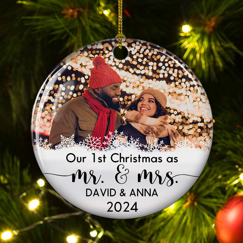 Our 1st Christmas - Personalized Custom Circle Ceramic Christmas Ornament